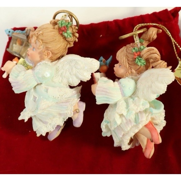 (2) 90s Ashton Drake Heirloom Angels Ornament Christmas Guiding Light Birds - Picture 3 of 4